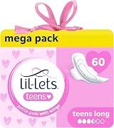 Lil-Lets Teems Long Pads with Wings 60 Count 5 Packs Unscented Petite