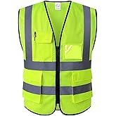 HPHST Reflective Safety Vest for Men & Women,High Visibility Class 2 Vest with 6 Pockets Meets ANSI Standards