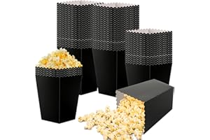 RETAINBRE 200 Pcs Mini Popcorn Boxes for Party Black Popcorn Bags Cardboard Popcorn Cups Disposable Snack Candy Popcorn Containers Holder for Halloween Christmas Birthday Wedding (2.2 x 4.2 x 3 Inches)
