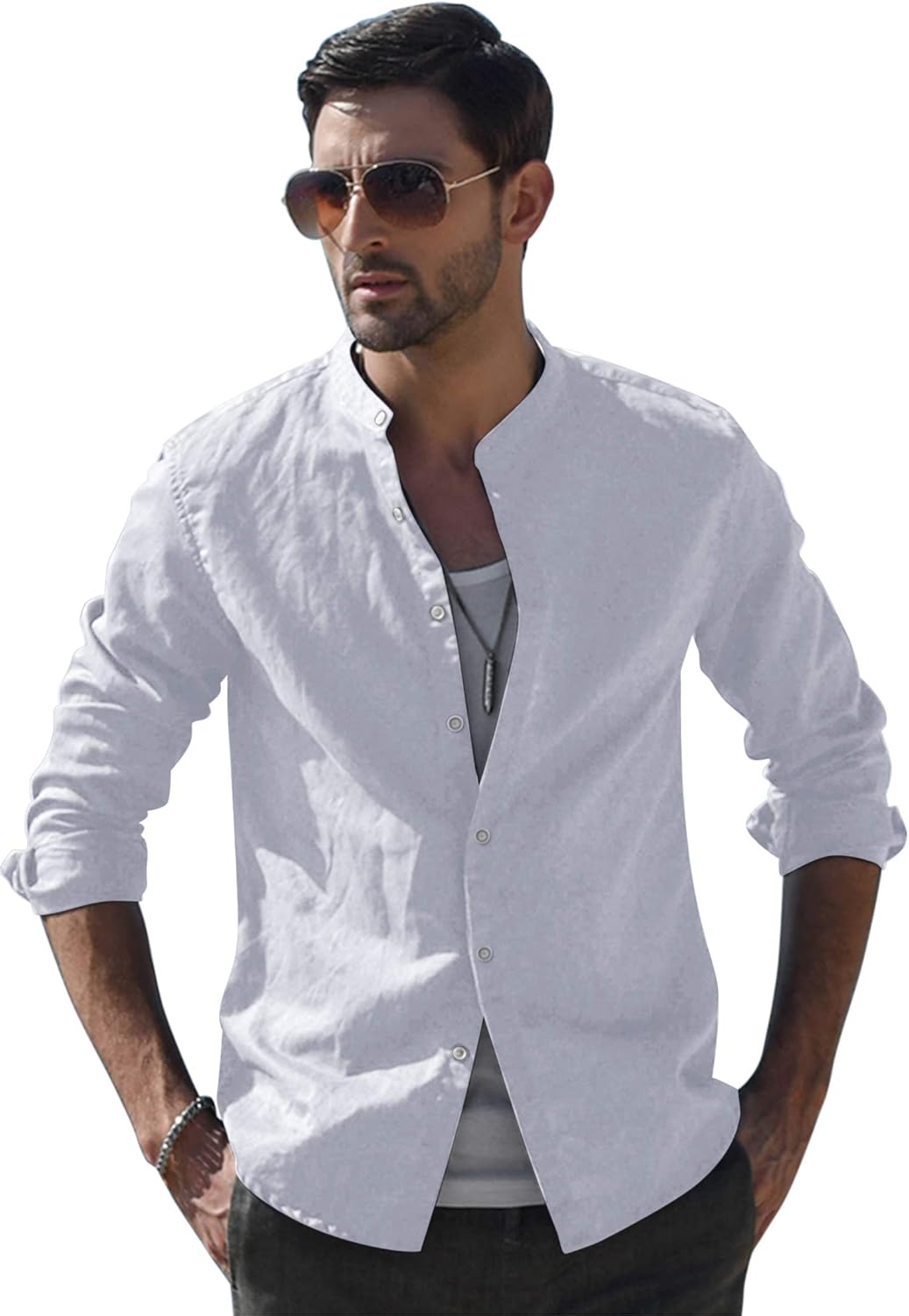 COOFANDY Men's Regular-Fit Long Sleeve Solid Oxford Shirt Casual Dress Shirt: Buy Online at Best 