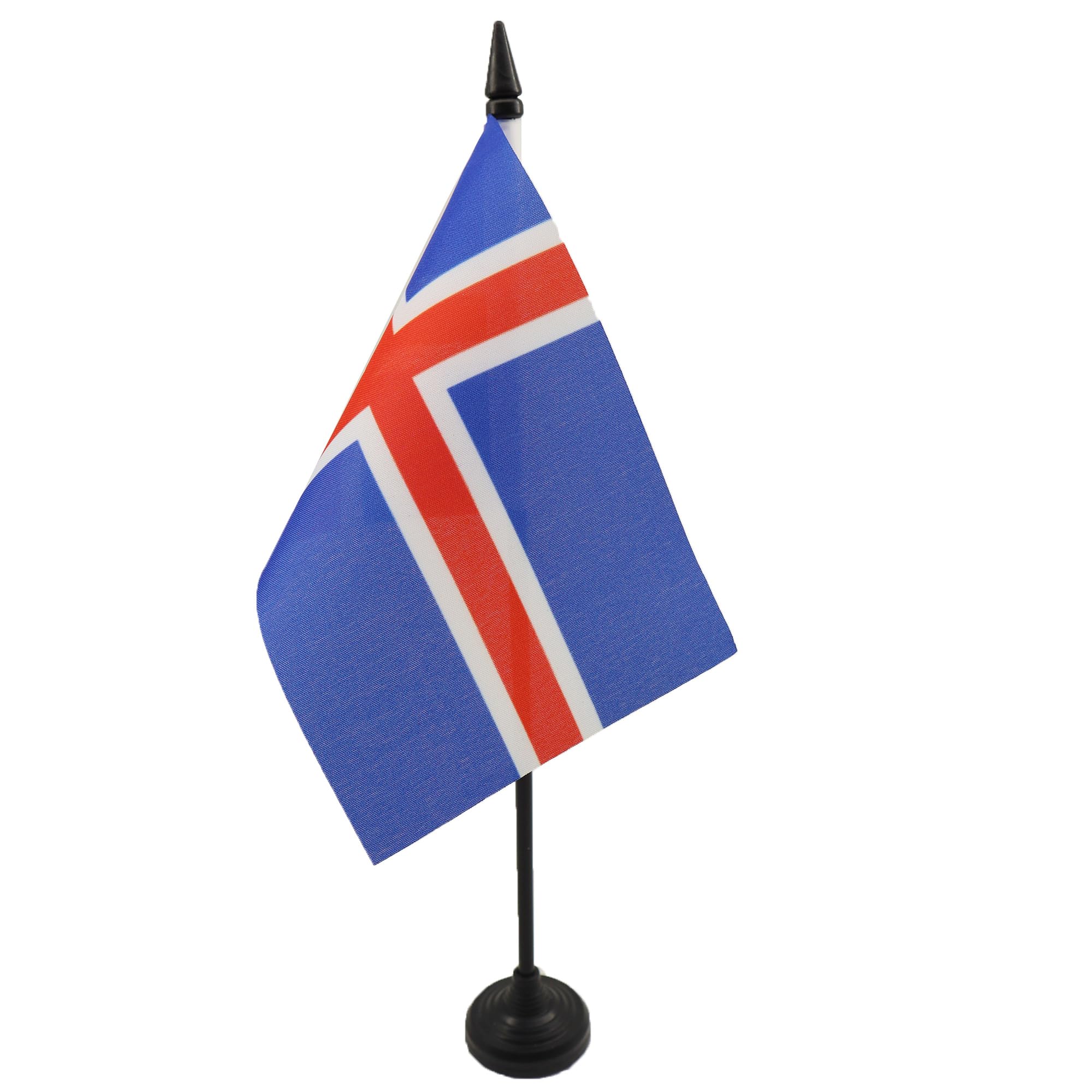 AZ FLAG - Iceland Table Flag 4'' x 6'' - Icelander Office Mini Banner 100% Polyester 15 x 10 cm - Mini Desk Flag with 10'' Pole and Black Plastic Base — image 1
