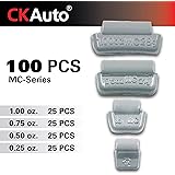 CKAuto MC-Series Coated 0.25oz, 0.5oz, 0.75oz, 1.0oz Lead Clip on Wheel Weight Assortments, 25Pcs/ Style, Total 100Pcs/Box