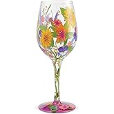Enesco 6006284 Designs by Lolita Garden' Hand-Painted Artisan Wine Glass, 15 Ounce, Multicolor