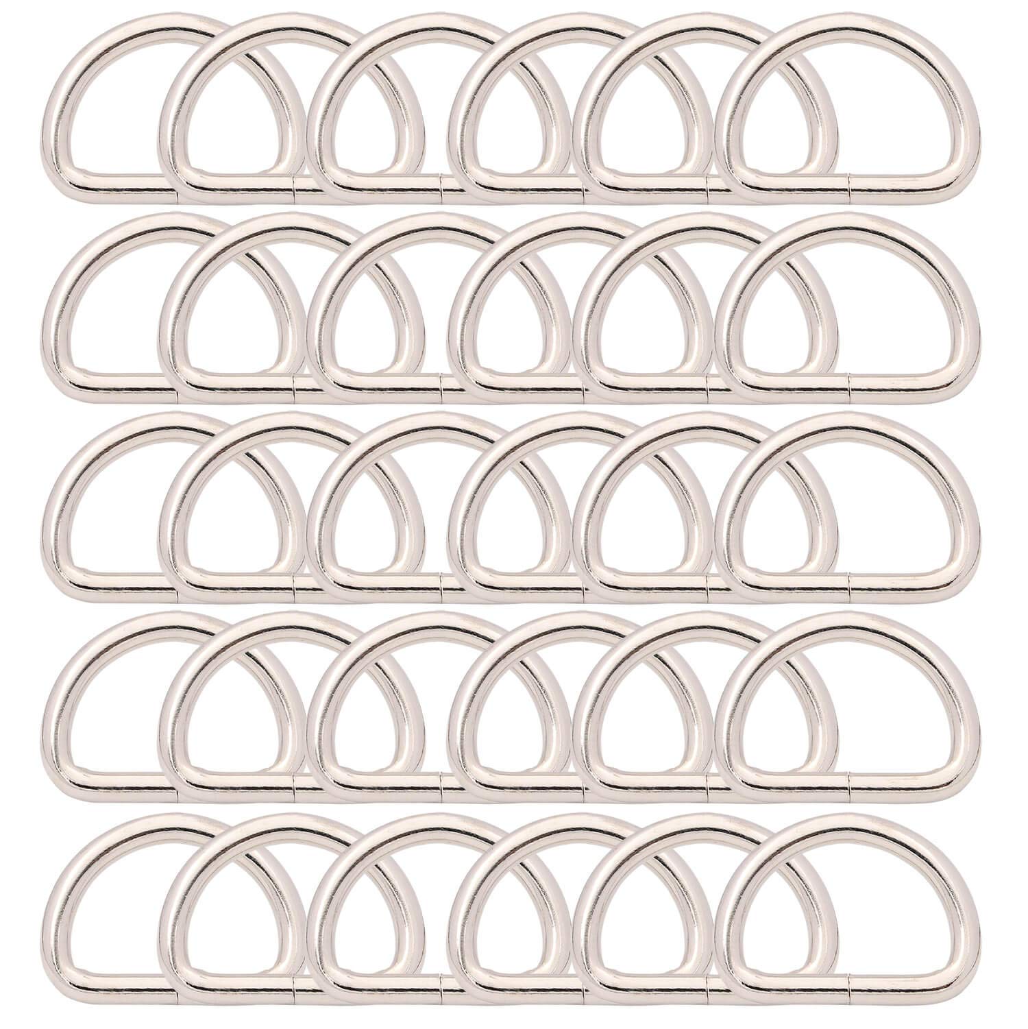 BIKICOCO Metal D-Rings Buckle, 1 Inch Non-Welded for Webbing Sewing DIY - Silver - Pack of 30