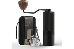 MAVO Manual Coffee Grinder, Wizard Hand Coffee Grinder, Capacity 25g with CNC Stainless Steel Hexagonal Conical Burr, Adjustable Setting, Burr Coffee Bean Grinder for French Press, Pour Over, Black
