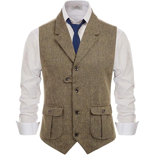 Wemaliyzd Mens Collar Waistcoat Notch Lapel Sleeveless