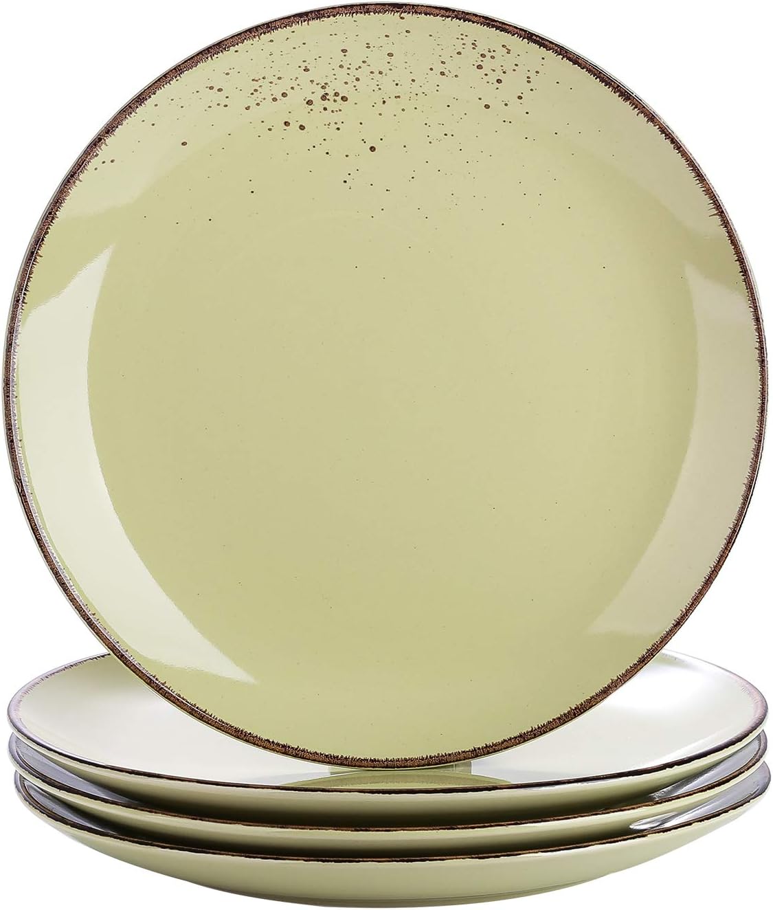 vancasso Navia Prato Dessert Plate Set of 4, Stoneware Vintage Look Yellow Green Dinnerware Tableware
