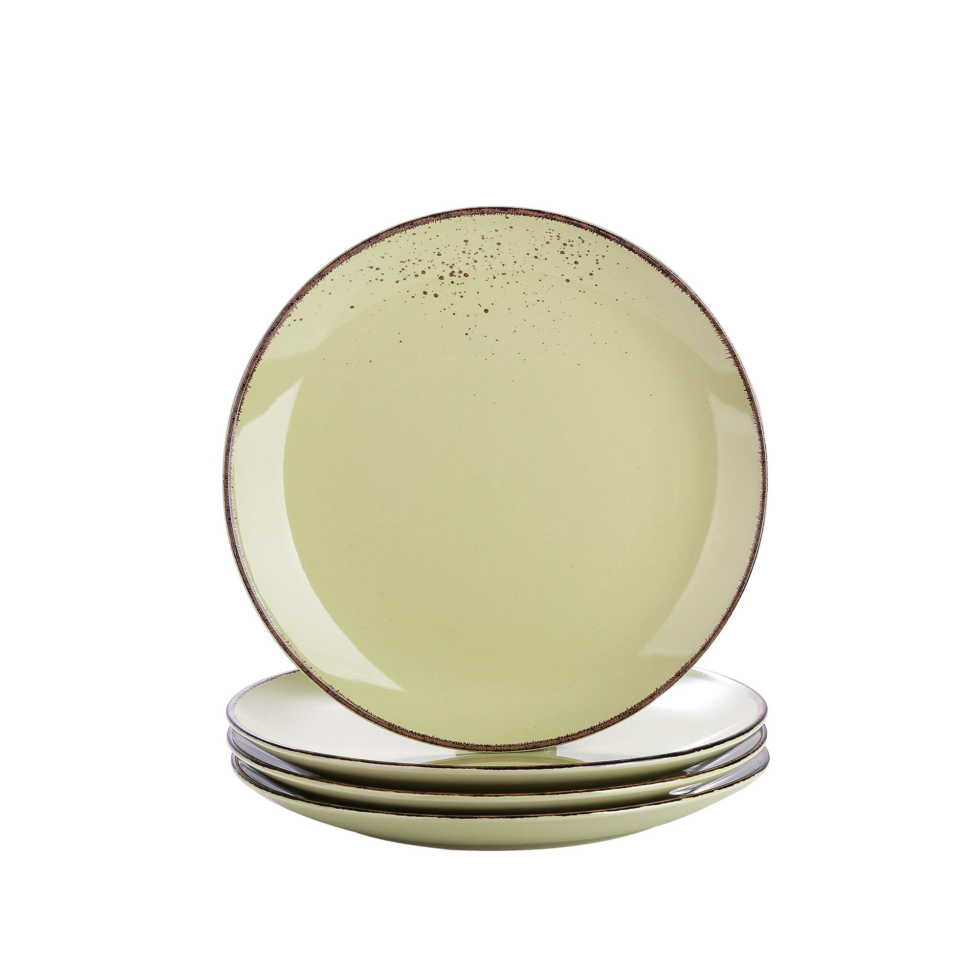 vancasso Navia Prato Dessert Plate Set of 4, Stoneware Vintage Look Yellow Green Dinnerware Tableware, 8.5 inch Snack/Salad/Fruit/Side Plate. (21.5 * 21.5 * 2.5cm)