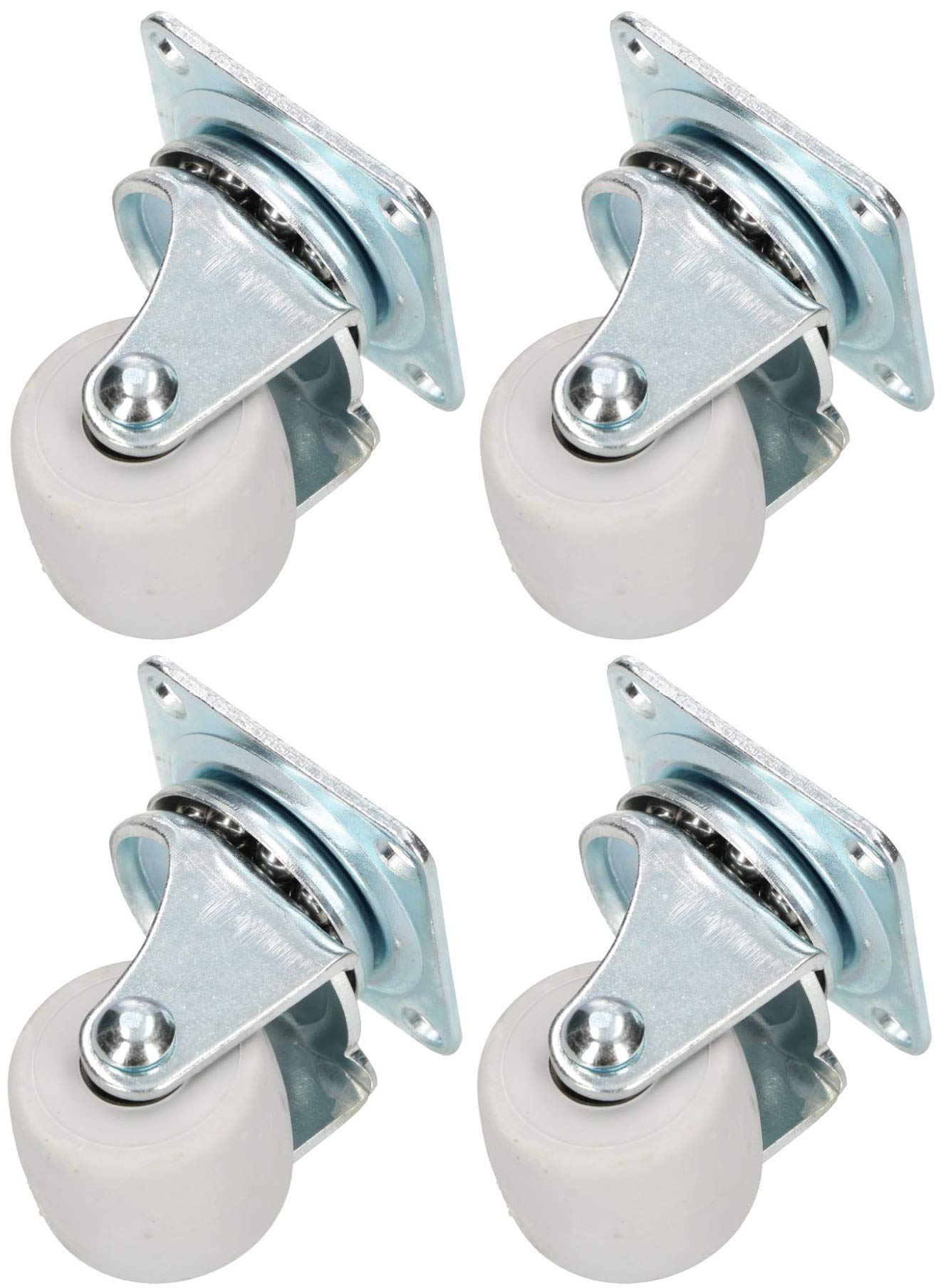 KOTARBAU Furniture Castors, 4 Pack, 30mm Diameter, Swivel, Silver, Steel & Polyurethane, Floor-Friendly, Universal, Robust