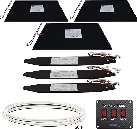RV Tank Heater Pad Kit 12" x 18" Fresh Water Gray