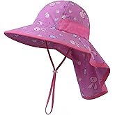 icolor Kids Sun Hat UPF50+ Sun Protection Bucket Hat Toddler Summer Beach Play Hats with Neck Flap for Girl Boy Ages 3~10