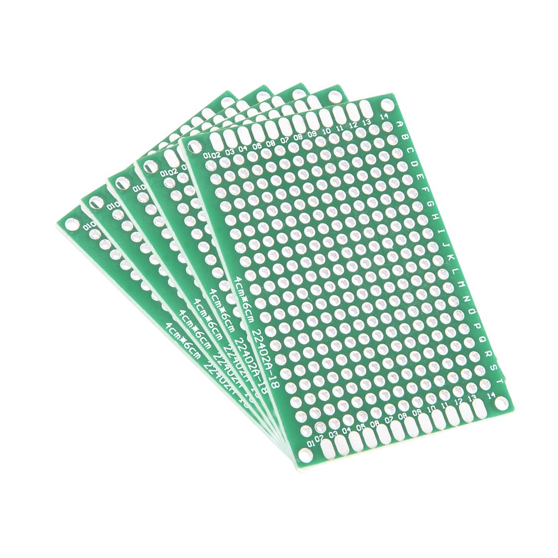 Sourcingmap 5pcs 4x6cm Double Sided PCB Board Universal Printed Circuit Proto Board for DIY Soldering Electronic Projects Practice Test Circuit