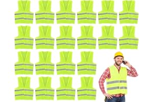 OLCANA 20 Pack Reflective Safety Vests 360° High Visibility Mesh Security Vest Bulk Work Vest with Reflective Strip for Men W