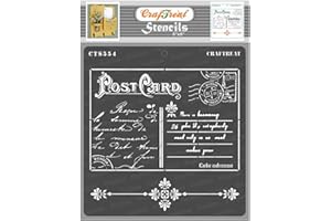 CrafTreat French Script Stencils for Painting on Wood, Canvas, Paper, Fabric, Floor, Wall and Tile - Post Card from Paris - 6x6 Inches - Reusable DIY Art and Craft Stencils for Home Decor