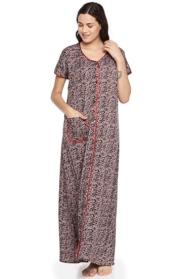 Womens RED Printed Maternity Nightdress