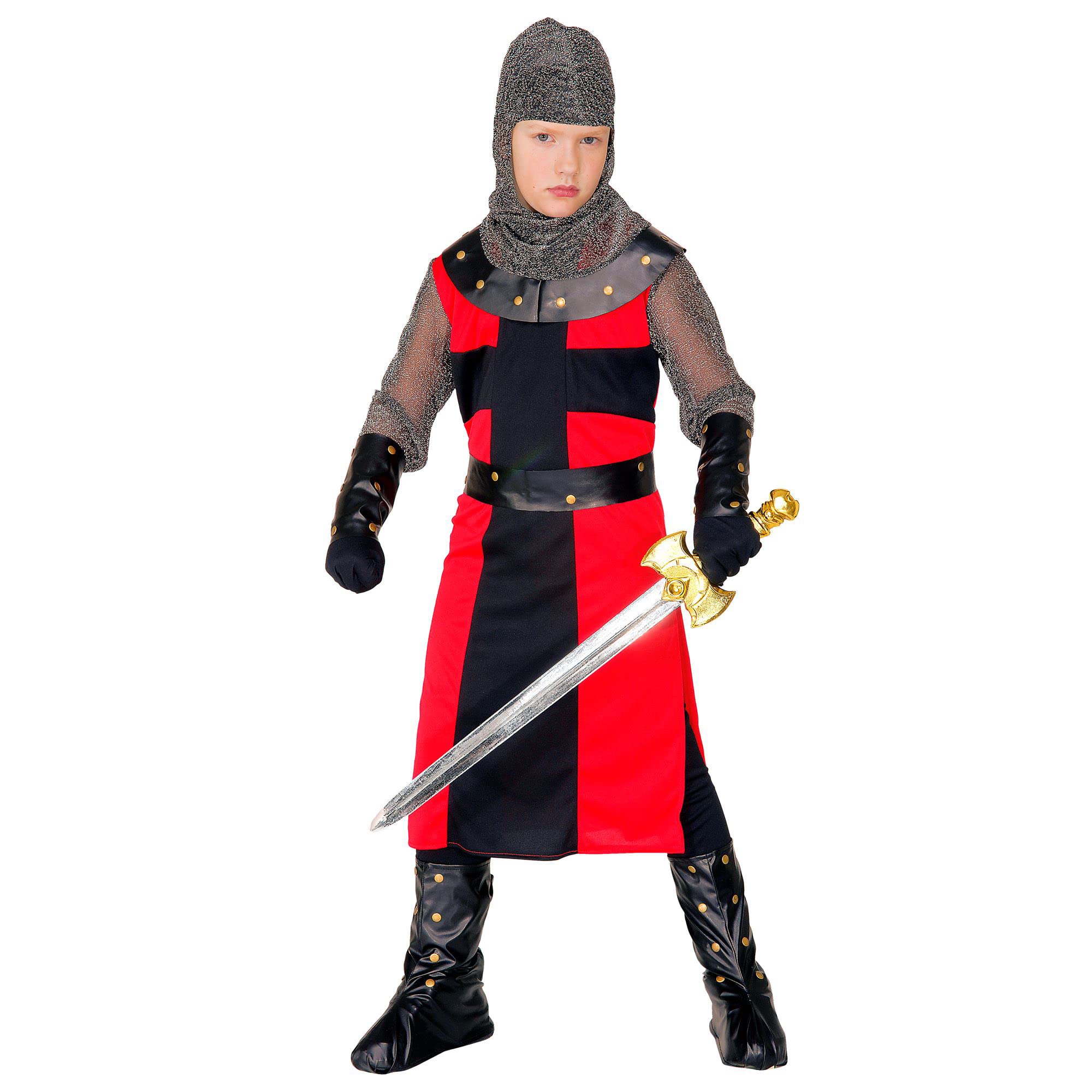 Widmann - Children's costume black knight, medieval costume, Crusader, fancy dress costume, carnival