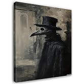 A Plague Doctor Print Wall Art, Gothic Home Decor Frame Painting, Spooky Dark Academic Style, Suitable for Wedding, Bachelor Party, Graduation, Anniversary Framed, 08x10inch