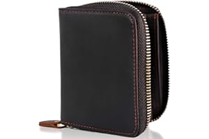 ZACOLU Men's Leather Wallet RFID Blocking Wallet with with ID Window 7 Card Slots Genuine Full Grain Cowhide Card Wallet for 