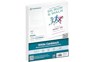 PrintWorks White Cardstock 8.5" x 11" - 67 lb/147 gsm Vellum Bristol - 100 Sheets - Made in the USA - SFI® Certified - 92 Bright - Card Stock Printer Paper for School, Craft, & Office Use (00540)