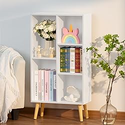 YAHARBO Small White Bookshelf,3 Tier Modern Kids