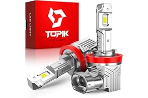 TOPIK H11 LED Bulbs, H8 H9 Fog Light 6500K White Low Beam Replacement Same Size As Halogen Bulbs Plug And Play, H8/H9/H11