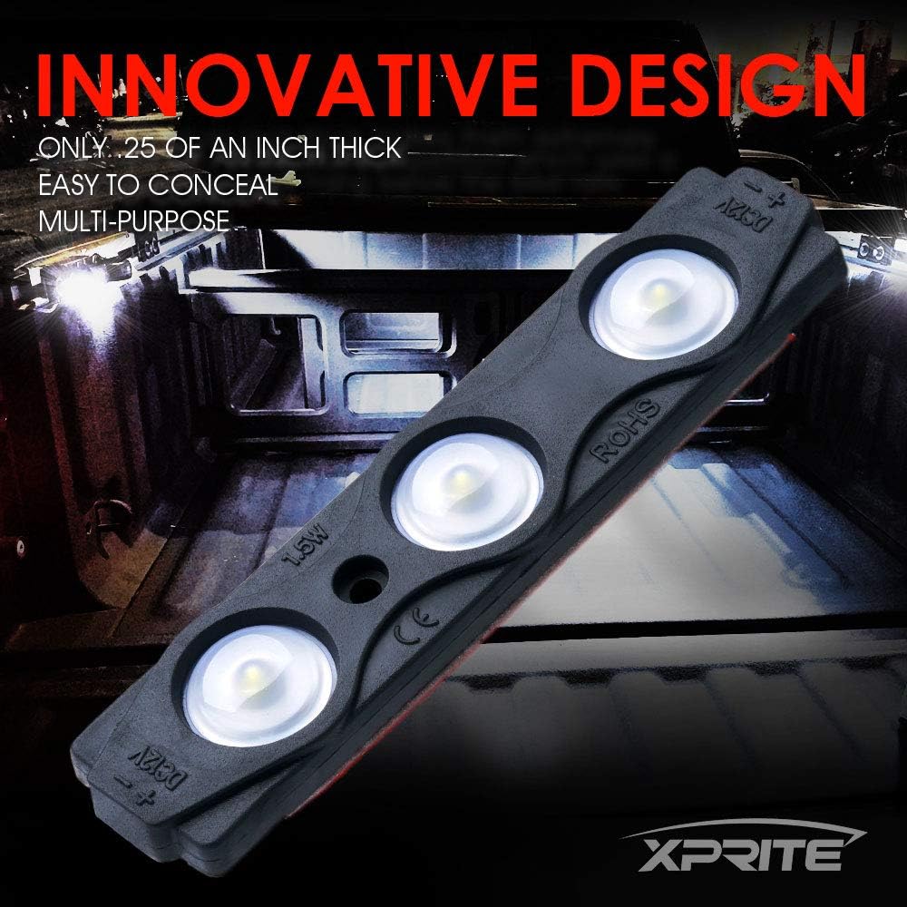 Xprite White Truck Pickup Bed Light Kit, 24 Led Cargo Rock Lighting Kits w/Switch for Van Off-Road Under Car, Side Marker, Foot Wells, Rail Lights - 8 PCS: Automotive