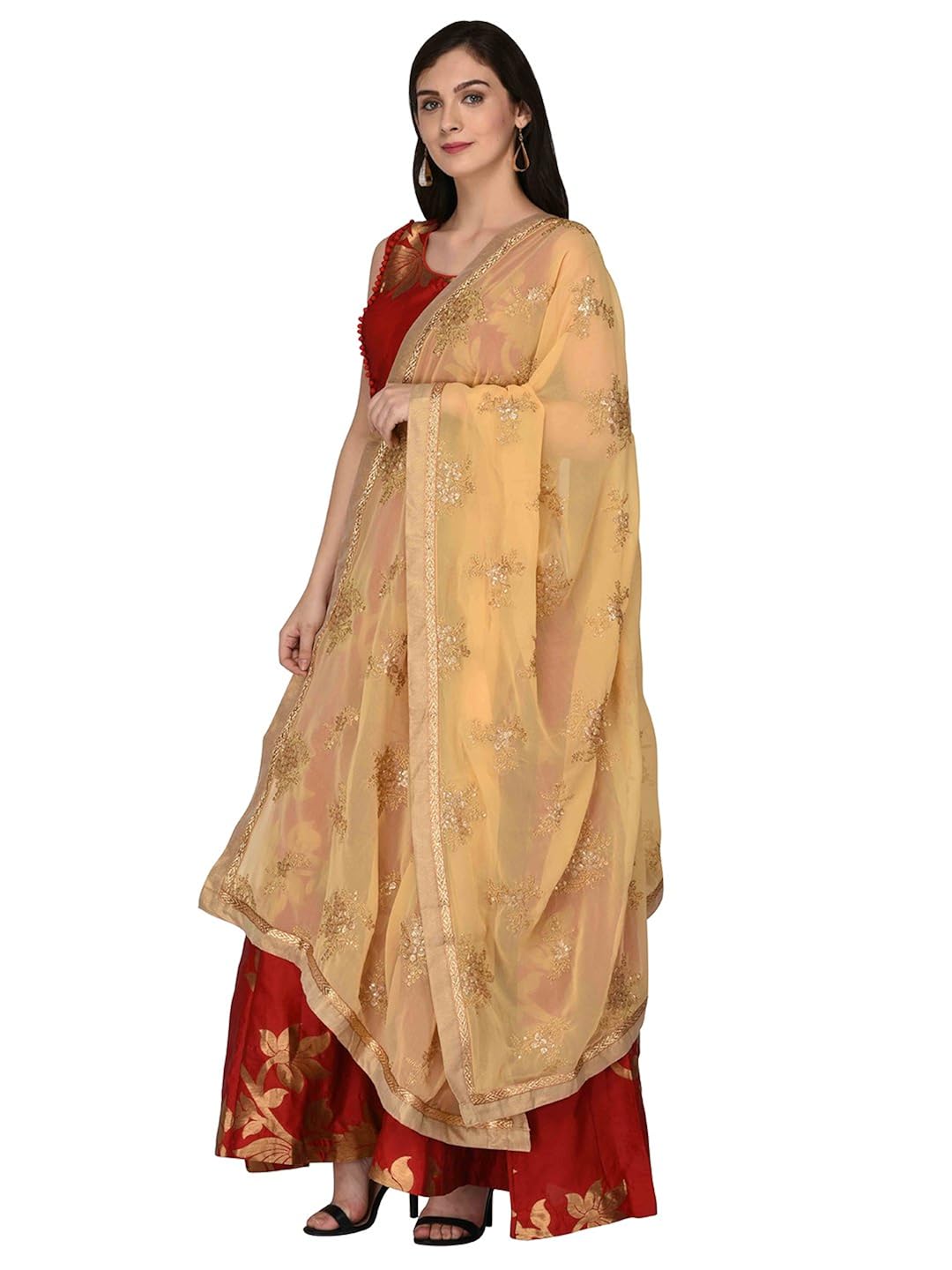dupatta bazaar woman's georgette dupatta with gold embroidery.