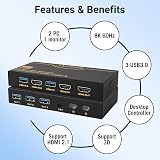DGODRT 8K 60Hz HDMI KVM Switch 4K 120Hz 2 Port USB 3.0 for 2 Computers view 7