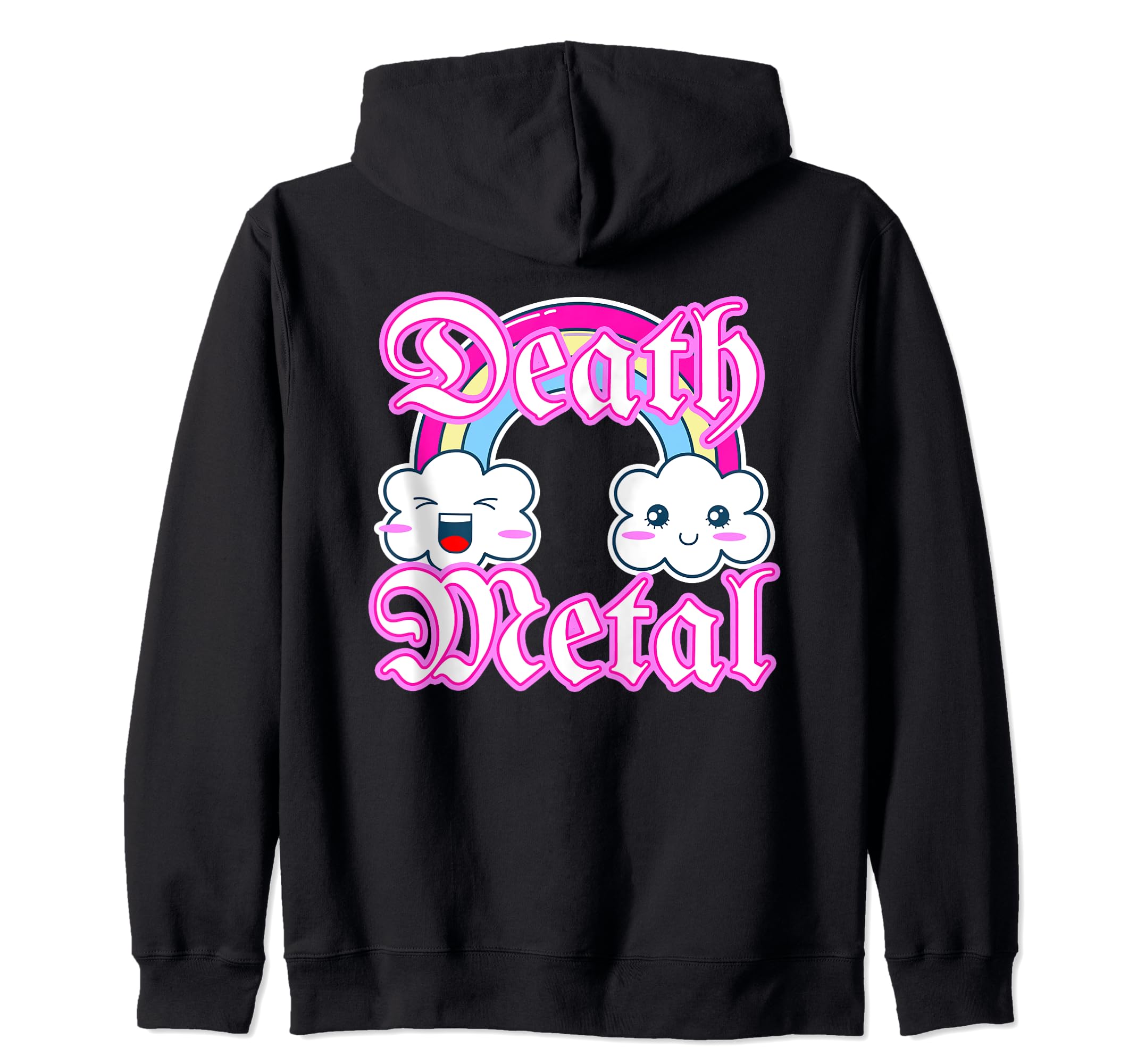 Death Metal Rock Music Fan, Cute Kawaii Rainbow Heavy Metal Zip Hoodie