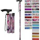 supregear Folding Cane, 5-Level Adjustable Height Walking Stick Lightweight Collapsible Portable Travel Cane with Wrist Strap and T Handle for Elderly Disabled Men Women