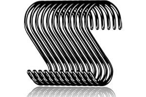 Teppich 12 Pack S Hooks for Hanging, 6 Inch Large Heavy Duty Hanging Hooks, Non Slip Rubber Coated Hooks,Steel Metal Hooks Bl