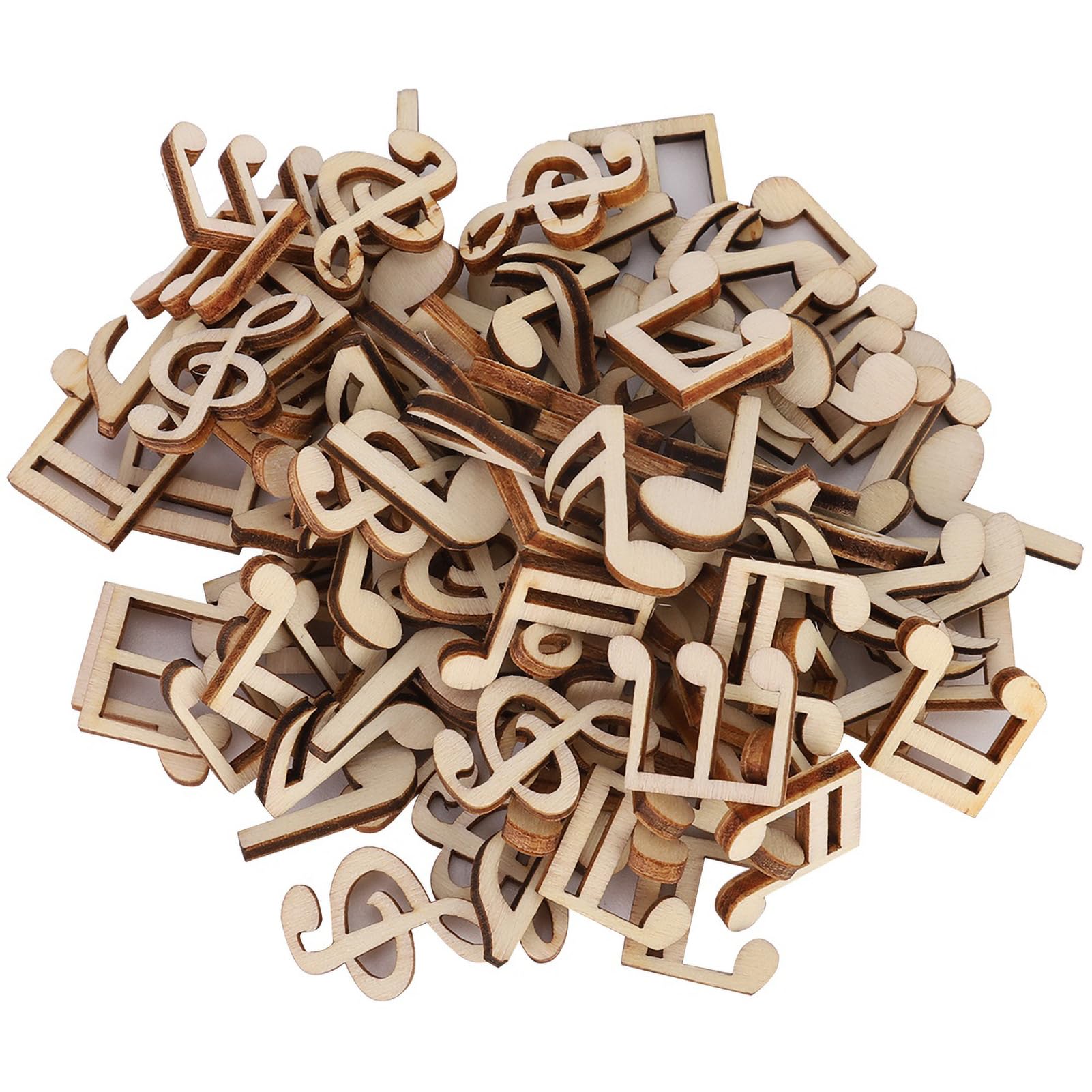 Sheens 100 Pcs Mixed Wooden Music Note Embellishments, Decorative Craft Pieces for Party, Concert, and Christmas Home Decorations