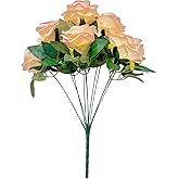 Ribiliwer 10 Heads Rose Fake Flower Silk Artificial Rose Fake Roses Bouquet for Centerpiece Table Wedding Home Decor Blush