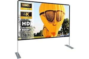 HOIN Projector Screen with Stand 100 inch 16:9 HD 4K Outdoor Projector Screen for Home Theater 3D Fast-Folding Portable Projection Screen Indoor Legs and Carry Bag Projector Movie Screen Wrinkle-Free