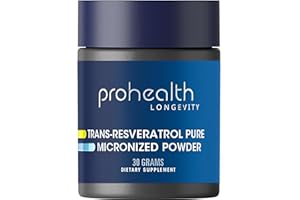 ProHealth Longevity Micronized Trans Resveratrol Powder 30 Grams - 98% Pure Pharmaceutical Grade, 1000 mg per Scoop, Superior Absorption and Bioavailability