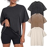 Womens Vintage Oversized T Shirts Acid Washed Baggy Cotton Tee Workout Gym Shirts Boyfriend Short Sleeve Tops
