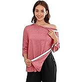 Deyeek Post Shoulder Surgery Shirts for Women Tear Away 3/4 Tops After Rotator Cuff Shirts Chemo Port Adaptive Clothing