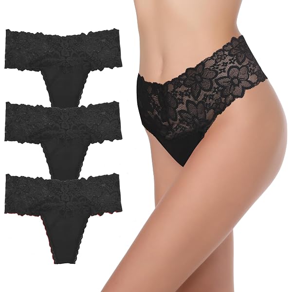 Women's Allover Lace Thong Underwear - Auden™ Black 3X: High Rise, Cotton Gusset, Lightweight Fabric