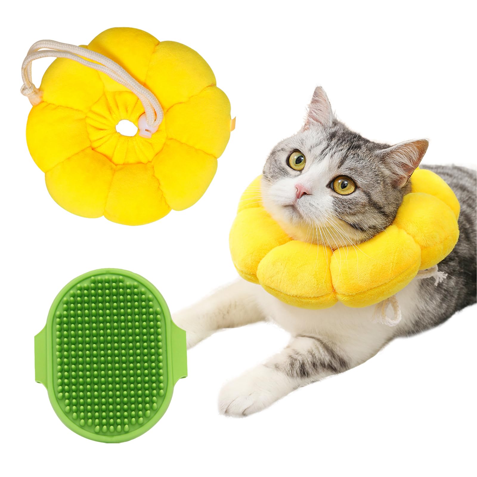 DKDDSSS 2PCS Cat Cone, Recovery Collar with Adjustable Neck, Soft Elizabethan, Anti-Bite/Lick for, Dog, Rabbit, Quicker Healing Pet After Surgery Protective, Yellow