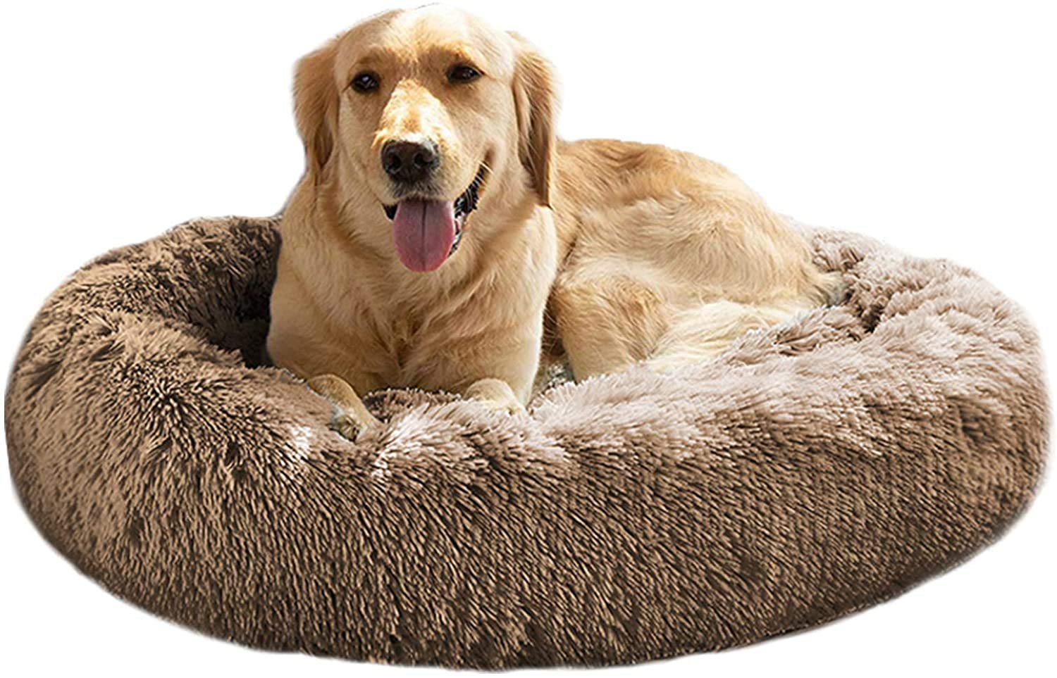 Mirkoo Comfortable Round Plush Dog Beds, Calming Dog Bed for Large Dogs