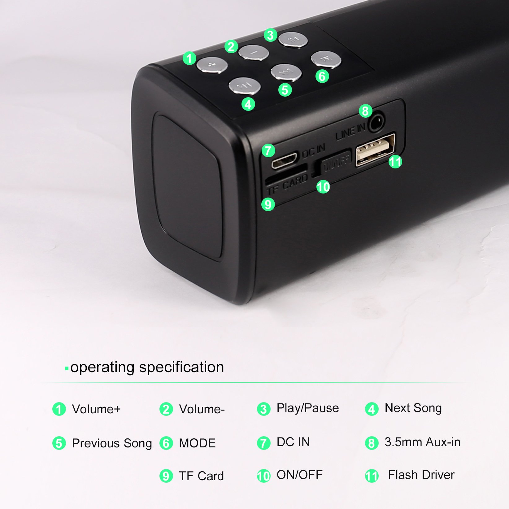 SCS ETC Bluetooth Stereo Speaker, 2×5W Portable Wireless Speaker with FM Radio, Aux-in TF Card Mp3 Player (Black)