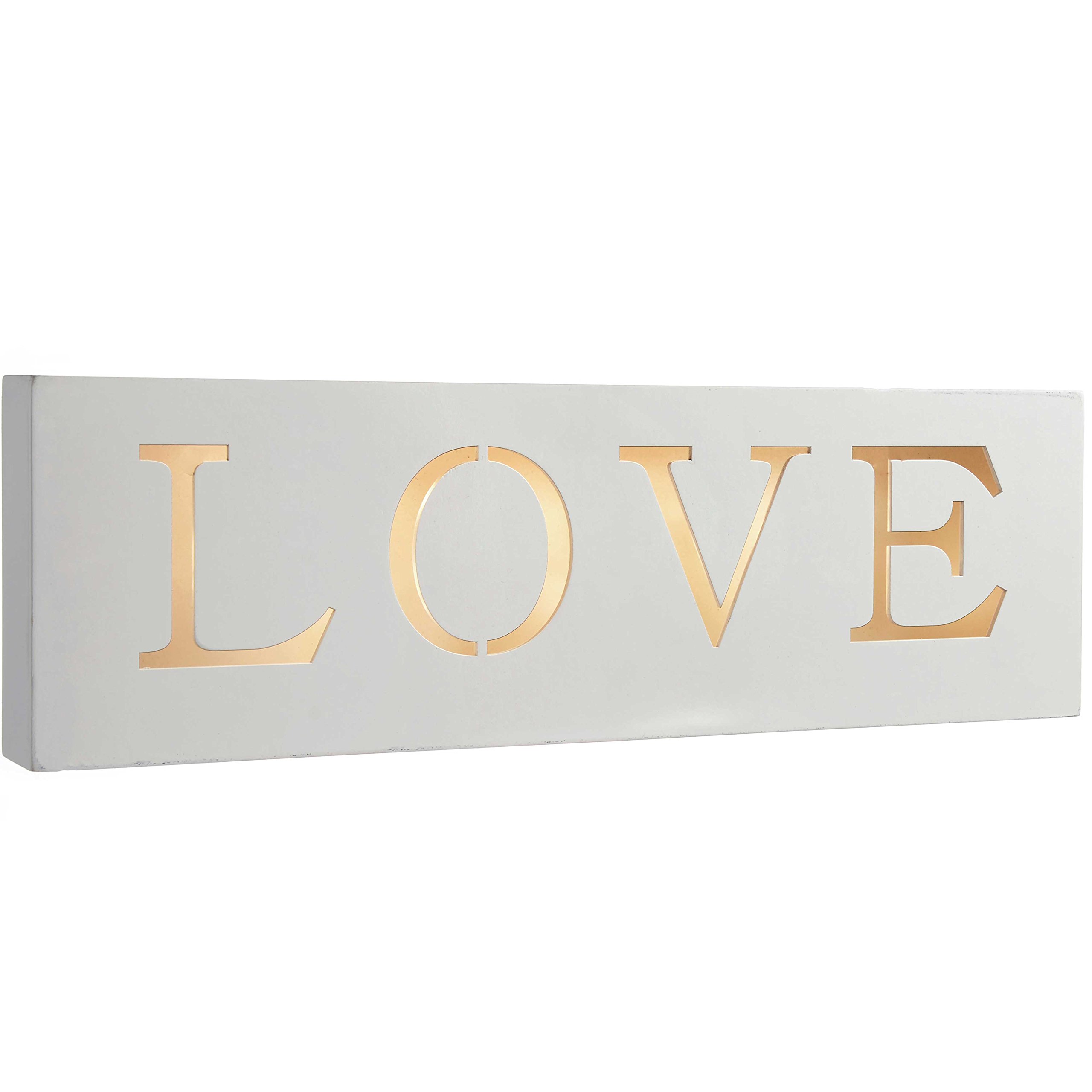 WeRChristmas Pre-Lit LED Love Sign Christmas Decoration, Wood, 38 cm - White
