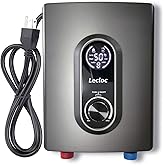LECLOC Mini Tankless Instant Water Heater Under Sink, 3kW 120V Plug In, LED Digital Display with Control Knob, IPX4, Multiple Safety Features, 30-55℃ Thermostatic 1 Point of Use Electric Water Heater