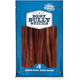 Best Bully Sticks 12 Inch Bully Sticks for Dogs - 12 Count (Pack of 1) - Natural, Easily Digestible, Grass-Fed Beef, Grain and Rawhide Free