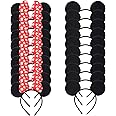 Picoway Mouse Ears Solid Black & Red Bow Headband Set of 20