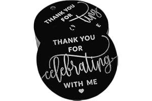 Inkdotpot Real Silver Foil Thank You for Celebrating with Me Birthday Tags Favor Hang Paper Tags 50 Pieces
