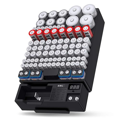 EBL Wall Mount Battery Storage Organizer With Tester, Various