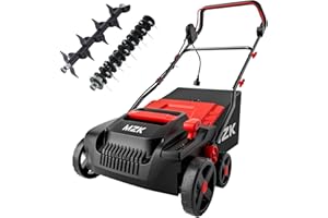 MZK 15-inch 2-in-1 Electric Dethatcher and Scarifier w/Removeable 5-Position Height Adjustment,Lawn dethatcher w/12-Gallon Thatch Collection Bag,Keep Lawn Health,(DS15A06)
