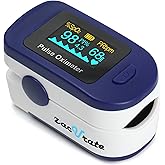 Zacurate 500B-B Wireless Bluetooth Fingertip Pulse Oximeter, Blood Oxygen Monitor with Free App, SpO2, Plethysmograph, and Perfusion Index Finger Oxygen Sensor