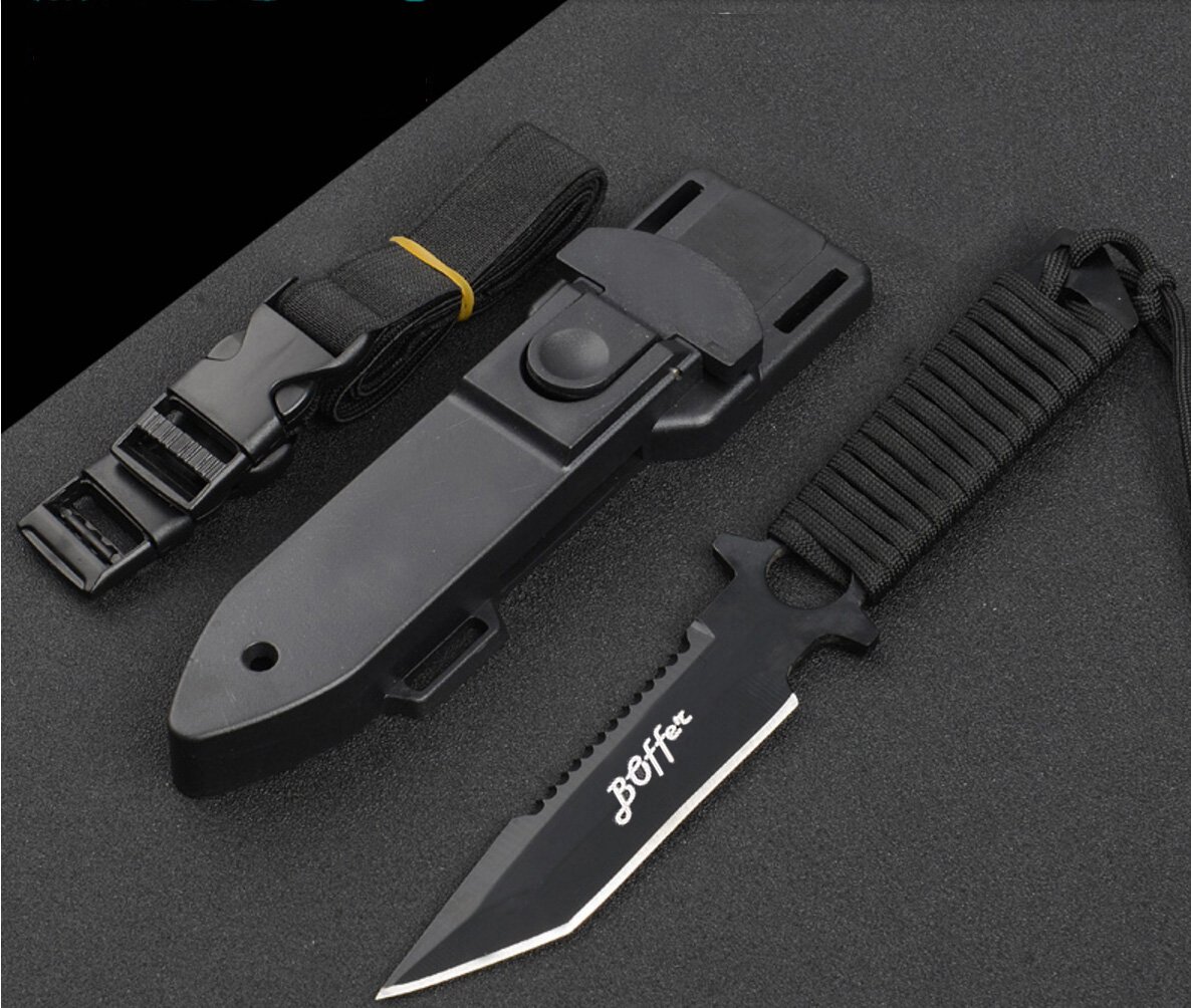 BOffer Scuba Diving Knife Black Tactical Sharp Blade knives Divers